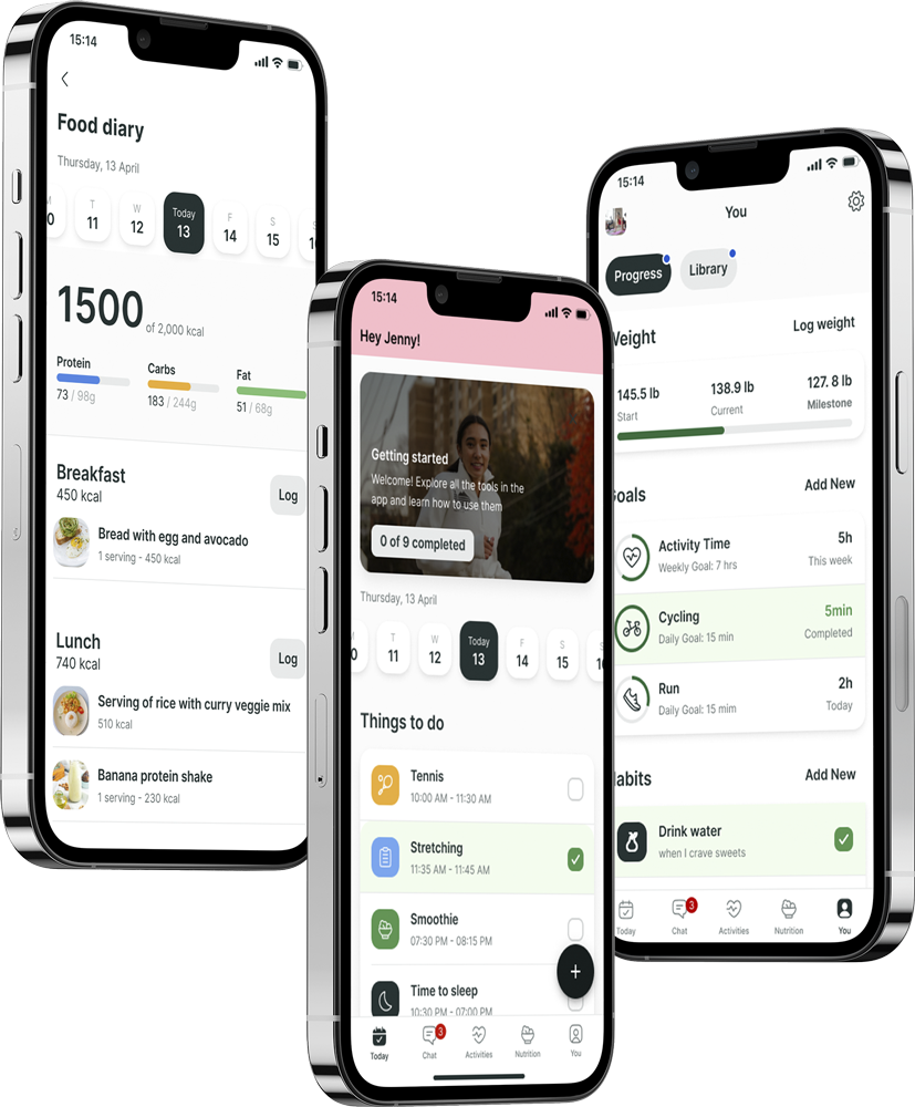 A mockup of the coaching app showcasing the features.